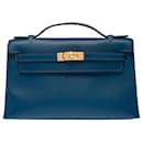 HERMES Kelly Mini Leather Bag in Blue - 102783 - Hermès