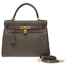 HERMES Kelly 28 Bag in Gray Leather - 102715 - Hermès
