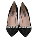 SJP Sarah Jessica Parker Black Crystal Embellished Pointed Toe Pumps - Autre Marque