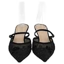Christian Dior Black Beaded Butterfly Embroidered Kitten Heel Mule