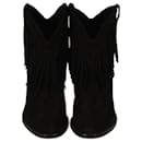 Saint Laurent Black Fringe New Western Booties