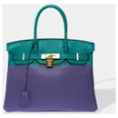 Sac HERMES Birkin 30 en Cuir Bleu - 102742 - Hermès