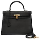 HERMES Kelly 35 Bag in Black Leather - 102780 - Hermès