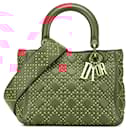 Dior Red Medium Lambskin Cannage Studded Supple Lady Dior