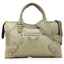 Balenciaga Green Lambskin Motocross City Giant Brogues Satchel