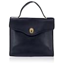 Christian Vintage Black Leather Satchel Handbag Bag - Dior