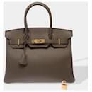 Sac HERMES Birkin 30 en Cuir Gris - 102811 - Hermès