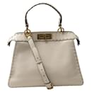 NEW FENDI PEEKABOO MEDIUM 8BN321 BEIGE GRAINED LEATHER HANDBAG - Fendi
