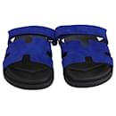Hermes Bleu Smalt Chypre Sandals - Hermès