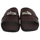 Hermes Dark Brown/Noir Alligator Gabriel Sandals - Hermès