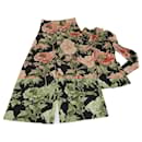 Zimmerman Multicolor Floral Print Ruffled Mock Neck Blouse & Pants Set - Autre Marque