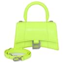 Balenciaga Neon Green Croc Embossed XS Hourglass Top Handle Bag