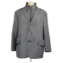Corneliani Gray Zip Closure Pointed Collar Single Breasted Blazer