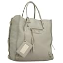 BALENCIAGA The Paper Hand Bag Leather 2way Gray Silver Auth bs28150 - Balenciaga