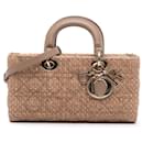 Dior Brown Medium Tweed Cannage Lady D Joy