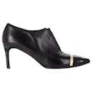 Saint Laurent Zipped Pointed-Toe Ankle Boots in Black Leather