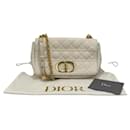 Dior Caro Medium White Cannage Leather Gold