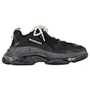 Balenciaga Triple S Clear Sole Sneakers in Black Polyester