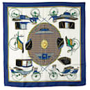 Hermès White Les Voitures A Transformation Silk Scarf