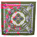 HERMES Carré 90 Écharpe "L'ENTENTE CORDIALE" Soie Rouge Blanc Auth am8643 - Hermès