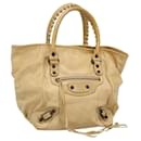 BALENCIAGA The Sunday Hand Bag Leather Beige Auth 132424 - Balenciaga