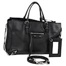 BALENCIAGA Paper Mini Hand Bag Leather 2way Black Silver 370926 Auth bs27987V - Balenciaga