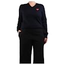 Navy blue v-neck heart-logo jumper - size M - Autre Marque