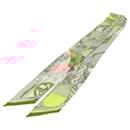 Foulard HERMES Twilly ""Cavalleria d'Etriers"" Soie Rose Auth 133638 - Hermès