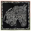 Hermès Carré 90 "COMPLICATION EQUESTRE" 100% Silk Scarf in Black