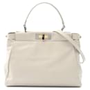 Fendi Gray Medium Calfskin Peekaboo Iconic Satchel