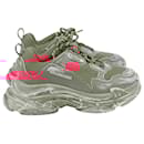 Balenciaga Triple S Faded Sneakers in Red Polyester