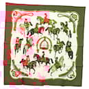 HERMES Carré 90 Écharpe "REPRISE" Soie Rouge Auth mr1462 - Hermès