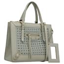 BALENCIAGA Hand Bag Leather 2way Gray Gold Auth bs28318 - Balenciaga