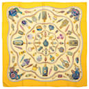 Hermès Carré 90 "Qu'importe le flacon" 100% Silk Scarf in Yellow