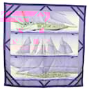 HERMES Carré 90 Écharpe "REFALES" Soie Bleue Auth 133212 - Hermès