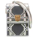 Dior Silver Metallic Studded Calfskin Vertical Diorama