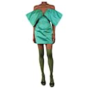 Green satin mini dress - size UK 6 - Autre Marque