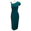 Roland Mouret Green 2023 Asymmetric Wool Silk Midi Dress