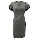  Alexander Mcqueen Puffed Sleeve Midi Dress in Grey Wool