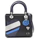Dior Lady Dior Leather Handbag Black/Blue