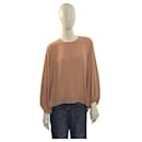 Wildwood Nude Blouson-Sleeve Blouse – Minimalist Flowing Design – Size M - Autre Marque