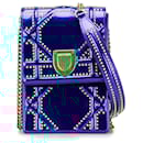Dior Blue Studded Patent Diorama Vertical Clutch