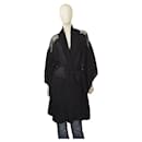 Maurizio Black Linen Kimono Jacket with Waist Tie – Sheer Shoulder Detail – OS - Autre Marque