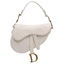 Dior White Mini Oblique Canvas Saddle Bag