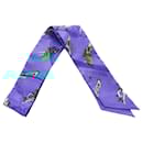 Hermès Blue Ex Libris Les Parisiennes Silk Twilly Scarf