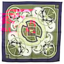 Foulard HERMES Carré 90 ""CARRIAGE DE WASHINGTON"" Soie Marine Auth 133640 - Hermès