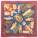 Hermès Carré 90 "Tresor Royal du Benin" Silk handkerchief in Red
