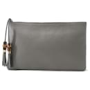 Gucci Gray Leather Clutch Bag