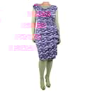 Purple floral asymmetric midi dress - size UK 14 - Autre Marque