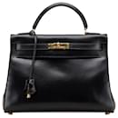 Hermès Caixa Preta em Couro de Bezerro Kelly Retourne 32